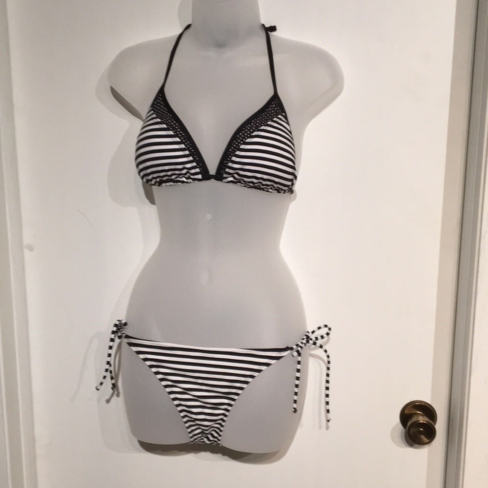 Black striped bikini